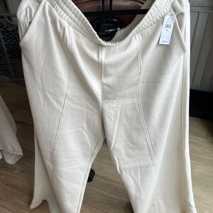 Cream Wide-Leg Pants